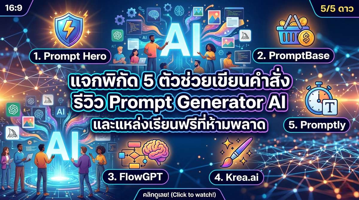 แจกพิกัด 5 ตัวช่วยเขียนคำสั่ง รีวิว Prompt Generator AI และแหล่งเรียนฟรีที่ห้ามพลาด